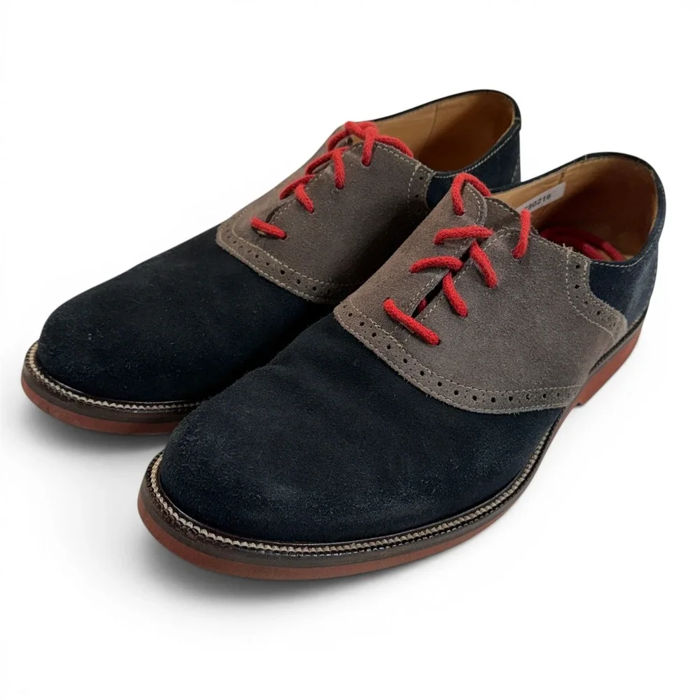 1901 Saddle Up Navy Grey Suede Oxford Shoes M23109 Mens 9.5 M